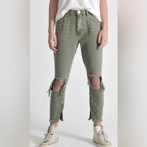 NWT One Teaspoon Freebirds Distressed High Waisted Pants Jeans Super Kha… - Picture 1 of 16
